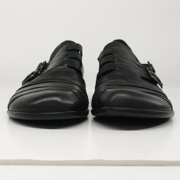 Arnold Churgin Handmade in Italy Black Leather Triple Monk Strap Loafer Sz 38.5 - Picture 2 of 13
